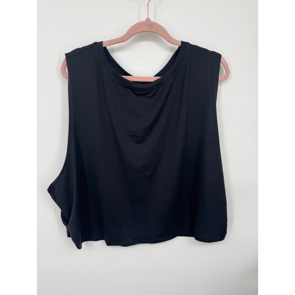 NWT Fabletics Dry Flex Cropped Twist Tank Top Womens 2XL Black Sleeveless Sports